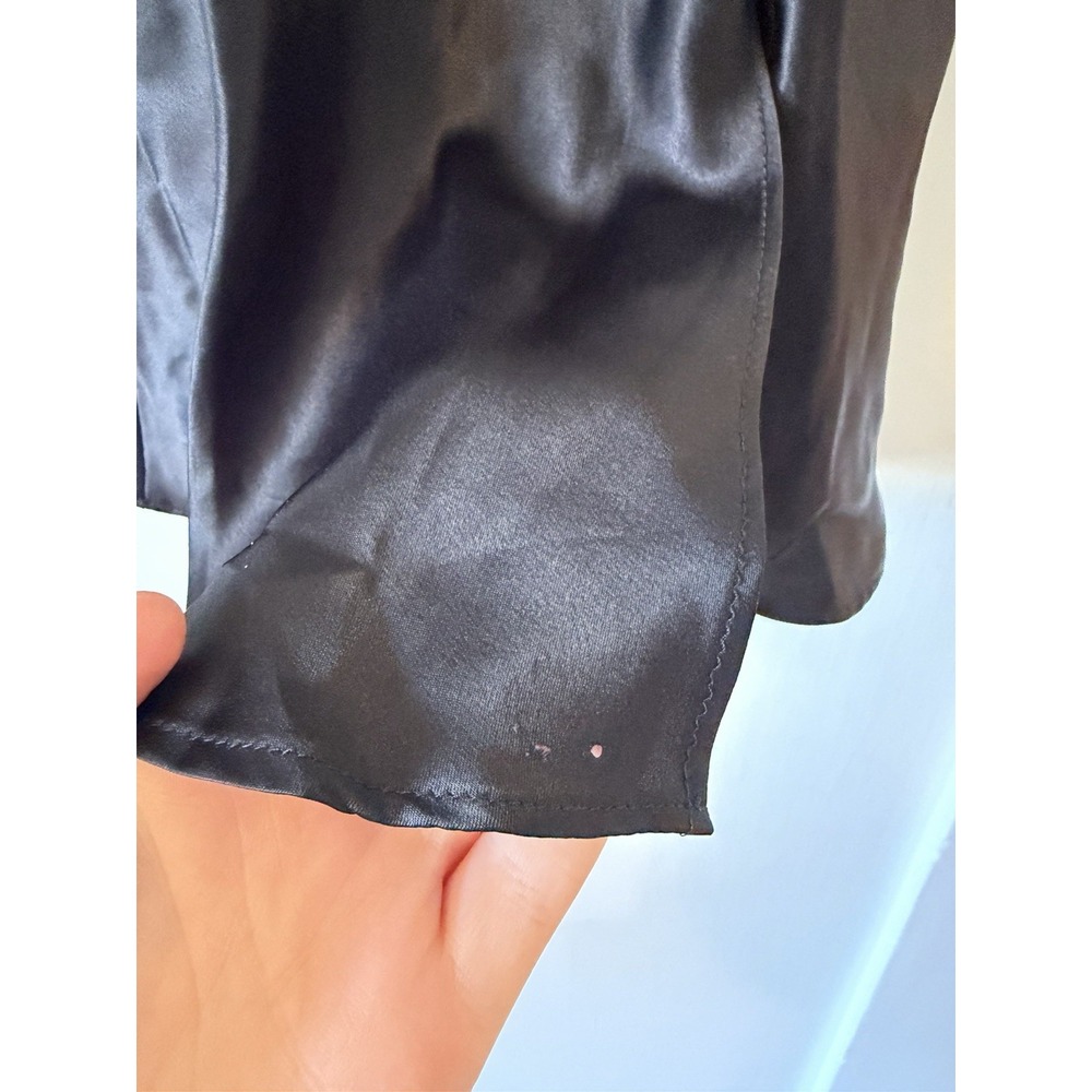 Victoria's Secret Vintage Y2K Black Satin Slip Dress Lace Trim Open Back Small - Picture 3 of 7